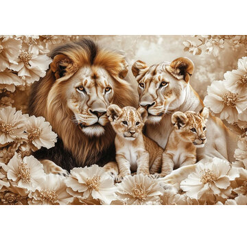 Ter Halle Glasschilderij 160x110cm  Leeuwen