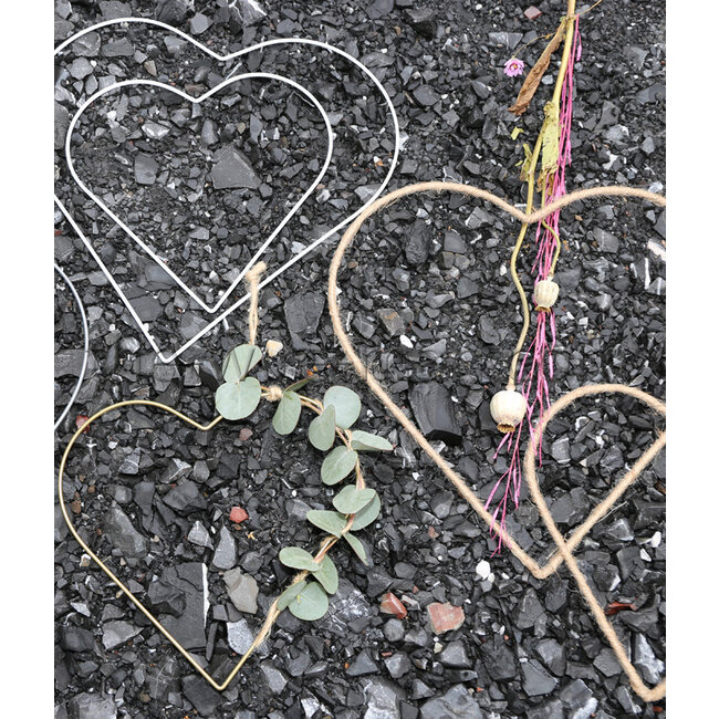 Draad Hart / Metaal Hart Jute 35 cm