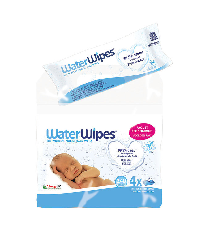 WaterWipes Voordeelpakket natte doekjes BIO 240 stuks (4x60 stuks)