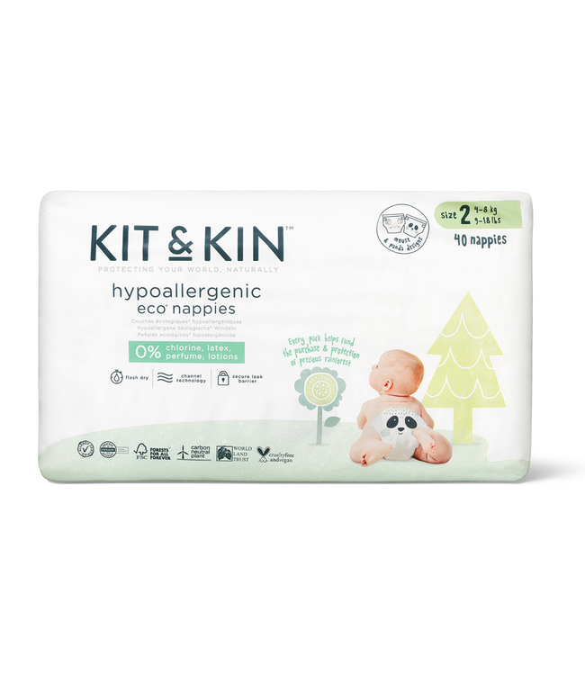 Kit & Kin Ecologische wegwerpluiers (Maat 2: 4-8kg)