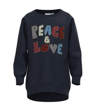 Name It Sweater Tunic Peace & Love Dark Sapphire