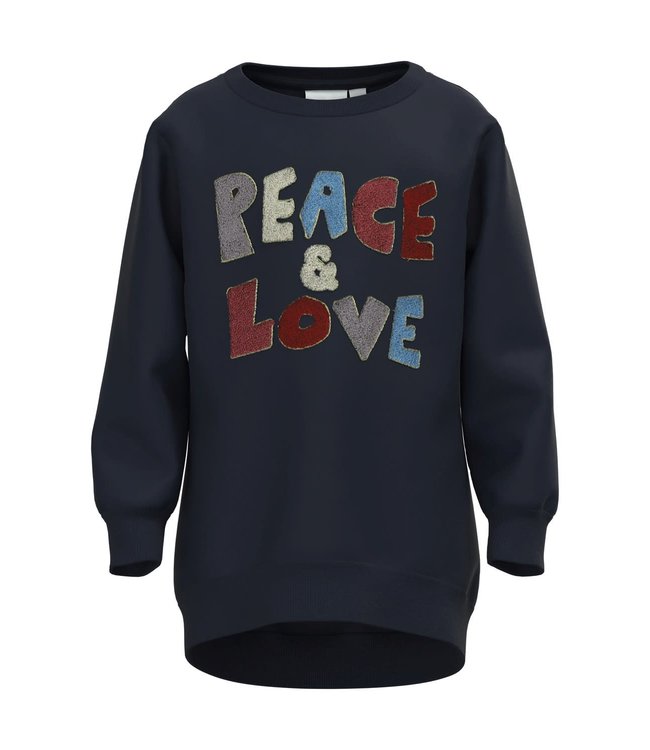 Name It Sweater Tunic Peace & Love Dark Sapphire
