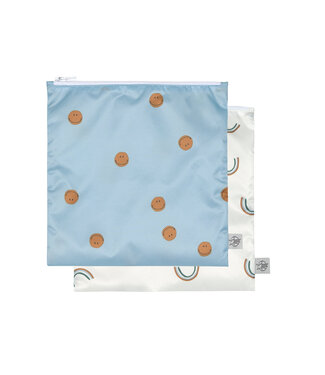 Lässig Snack Bag 2 stuks Happy Rascals Smile (Sky Blue)