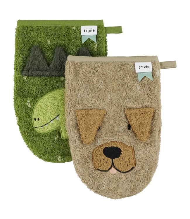 Trixie Washandje 2-pack (Mr. Dino - Mr. Dog)