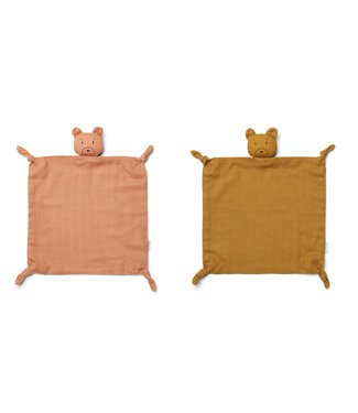 Liewood Knuffeldoekje Agnete 2-pack Mr. Bear (Tuscany Rose/Golden Caramel)