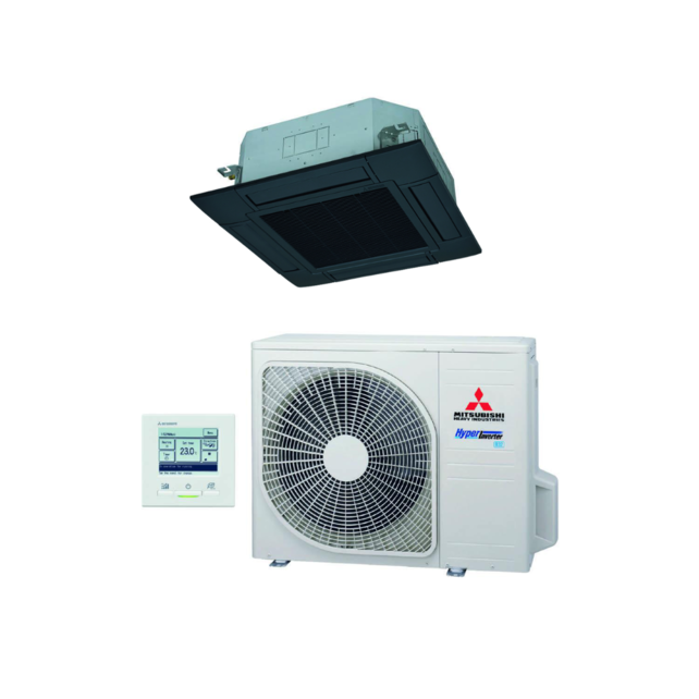 Cassette - Single-split - FDT50VH 5,0 kW - inclusief paneel en bedrade wandbediening - Zwart