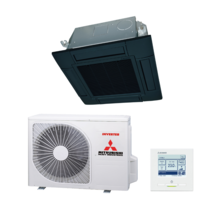 Cassette FDTC35VH Zwart - 60x60 - Single-Split Airco + Paneel & Bedrade bediening - 3,5 kW