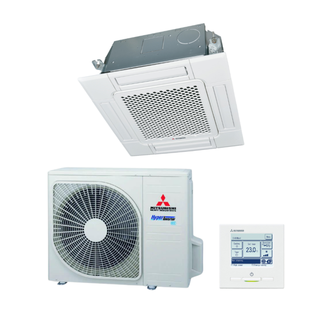 Cassette FDTC60VH Wit - 60x60 - Single-Split Airco + Paneel & Bedrade bediening - 6kW