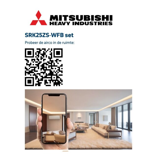 SRK25ZS-WFB Zwart - Single-Split Airco Wandmodel WIFI - 2,5 kW