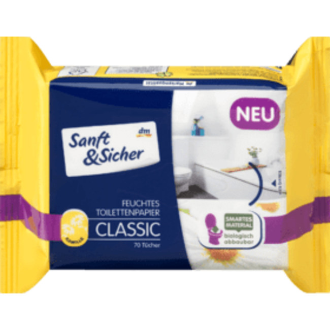 Sanft&Sicher Vochtig Toiletpapier Classic Kamille Navulpak 70 stuks