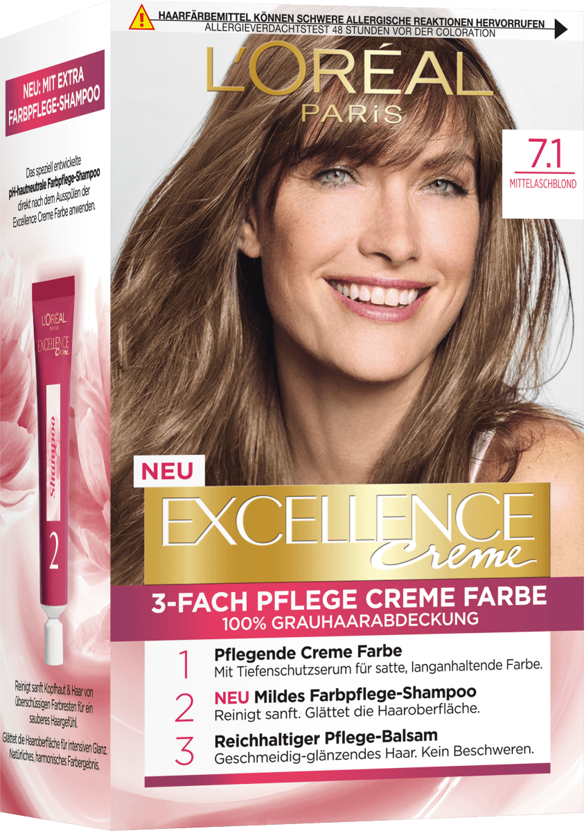L'Oreal Excellence Haarverf Medium Asblond 7.1 Duitse Voordeel Drogist