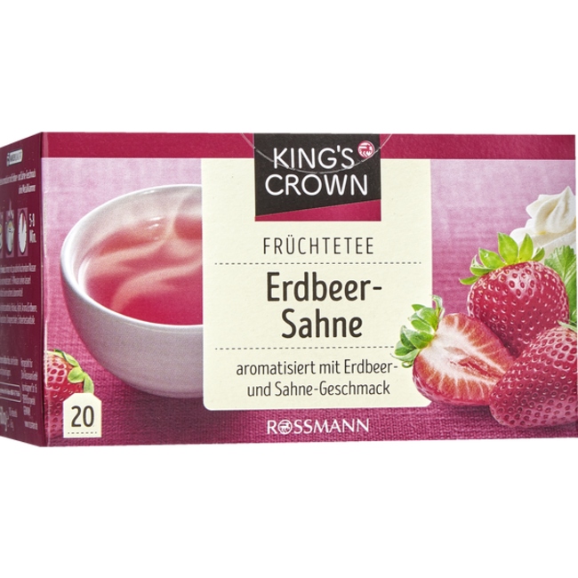 KING'S CROWN Fruitthee Aardbeien Room 60g