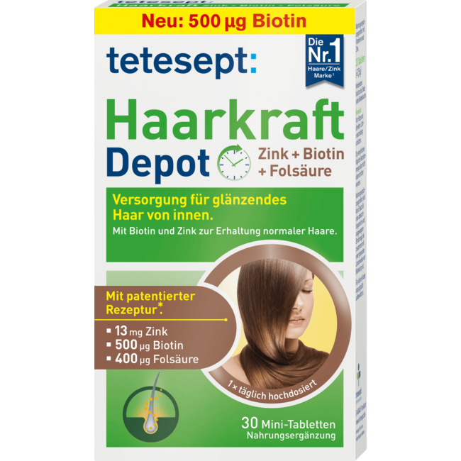 Tetesept Krachtig Haar Zink + Biotine + Foliumzuur Tabletten 30st