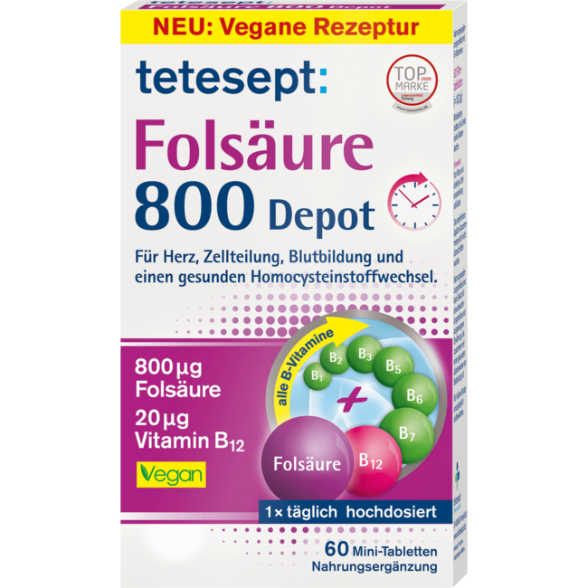 Tetesept Foliumzuur 800 Depot Mini Tabletten