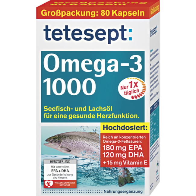 Tetesept Omega 3 1000 Zalmolie Capsules 80st