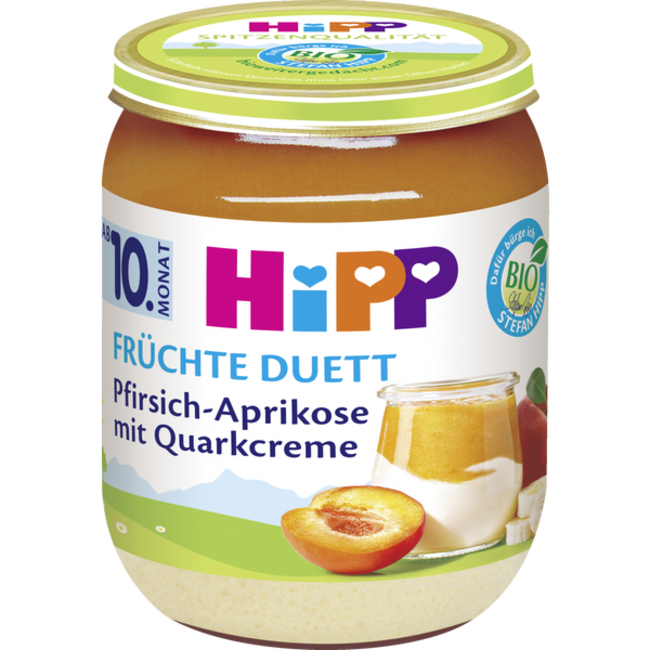 Hipp Fruit Duet Perzik Abrikoos & Kwarkroom 160g