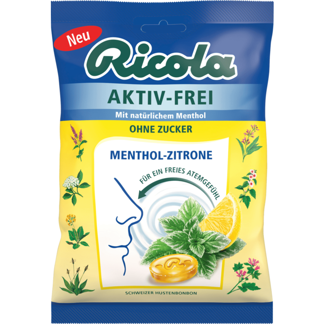 RICOLA Actief-Vrij  Menthol-Citroen Kruidenpastilles 75g