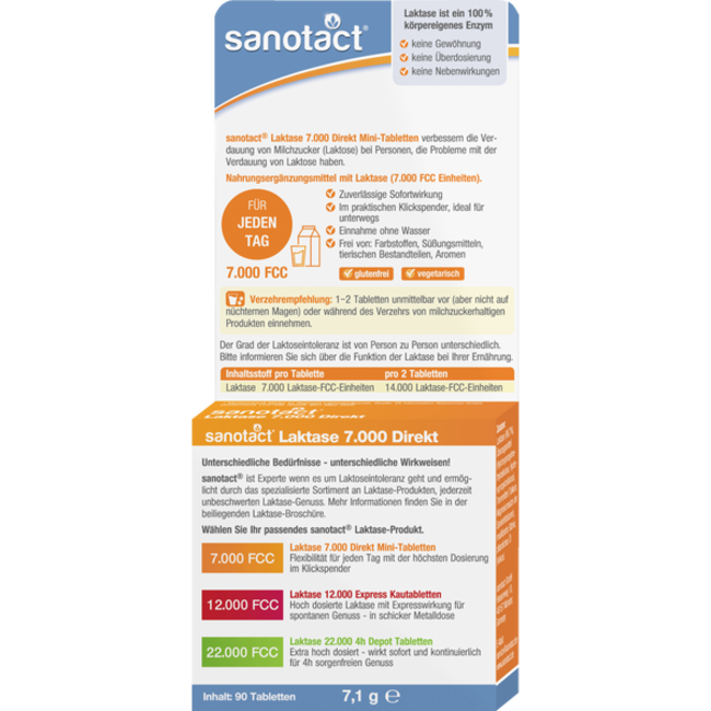 SANOTACT Lactase 7.000 Direct Mini-Tabletten 90st
