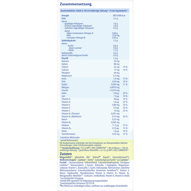 Hipp Opvolgmelk Bio Combiotic 2 Vanaf de 6e Maand 600g