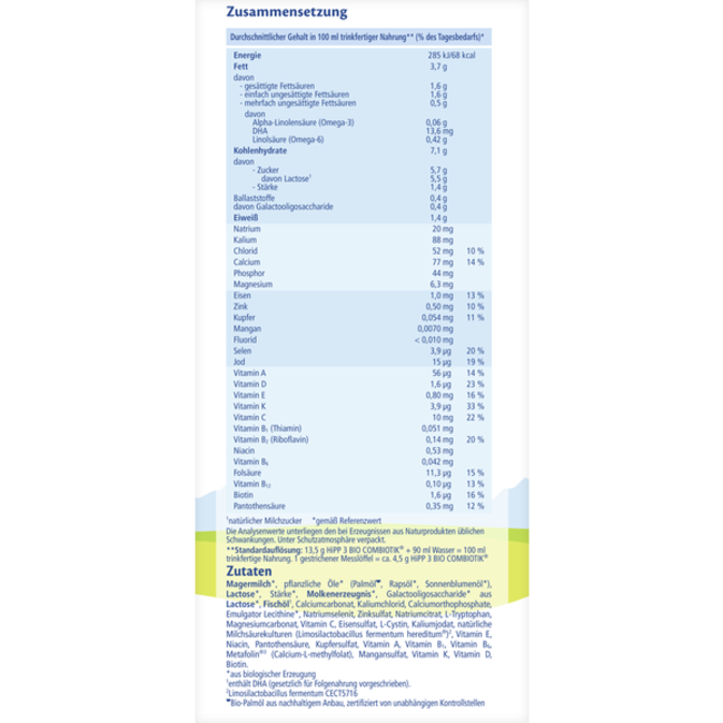 Hipp Opvolgmelk Bio Combiotic 3 Vanaf de 10e Maand 600g