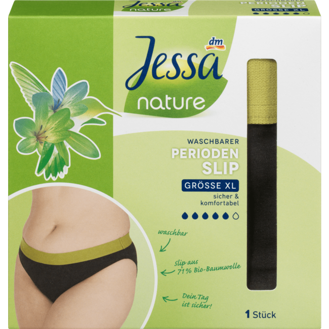 Jessa Nature Wasbare Menstruatieonderbroek Zwart XL