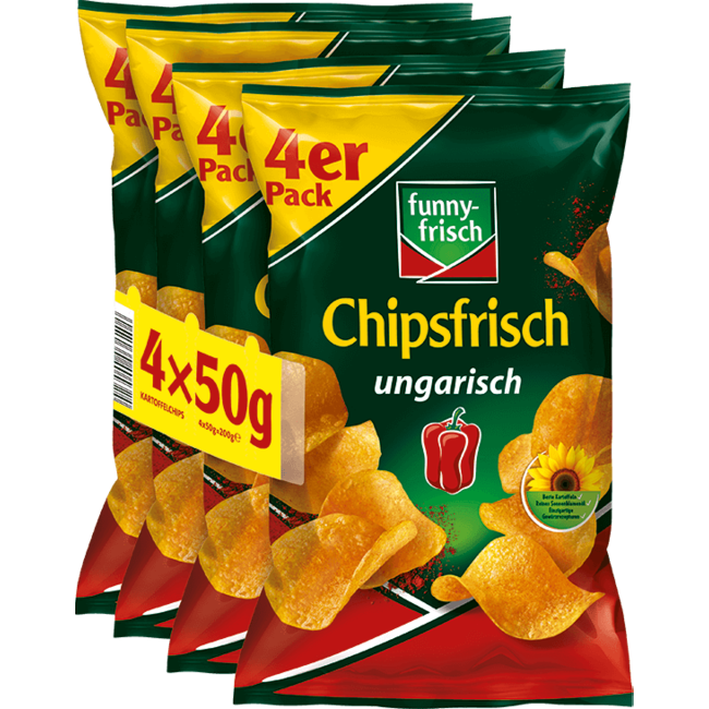 Funny Frisch Chipsfrisch Hongaarse Paprika Chips 4x40g