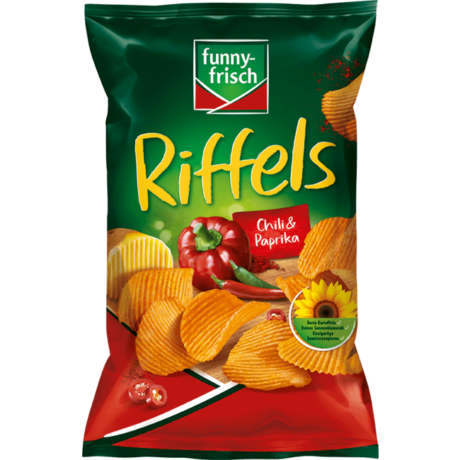 Funny Frisch Riffels Chili & Paprika Ribbelchips 150g
