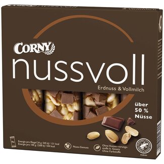 CORNY CORNY Mueslirepen Nussvoll Pinda & Volle Melk 4x24g