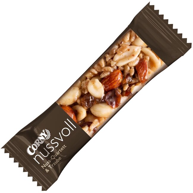 CORNY Mueslirepen Nussvoll Notenkwartet & Druiven 4x24g