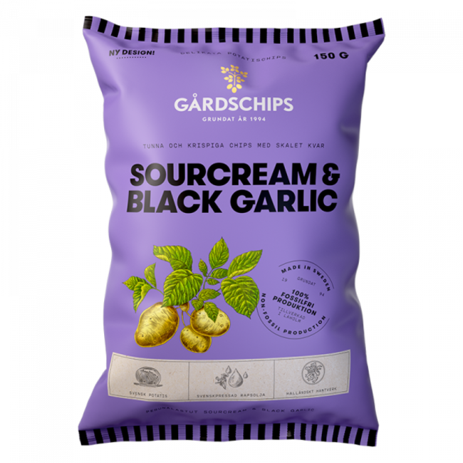 Gårdschips Sourcream & ­Black Garlic Chips 150g