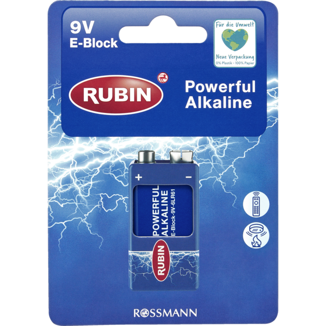 RUBIN Powerful Alkaline Batterij 9V E-Block 1st