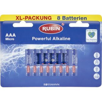 RUBIN RUBIN Powerful Alkaline Batterijen AAA XL-Pack 8st