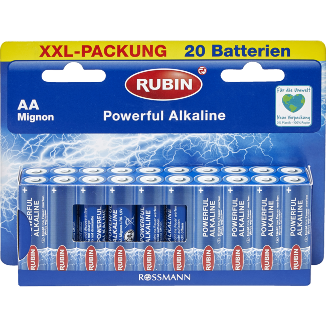 RUBIN Powerful Alkaline Batterijen AA XXL-Pack 20st