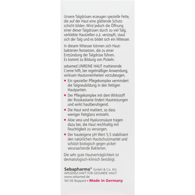 Sebamed Matterende Dagcrème Voor Onzuivere Huid 50mL