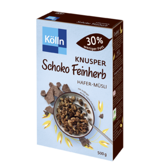 Kölln Kölln Crunchy Choco Fijnbitter Haver Muesli 30% Minder Vet