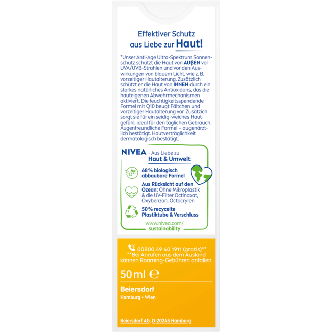 Nivea Sun Zonnebrandcrème Gezicht Q10 Anti Age SPF 50 50 ml