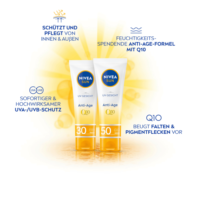 Nivea Sun Zonnebrandcrème Gezicht Q10 Anti Age SPF 50 50 ml