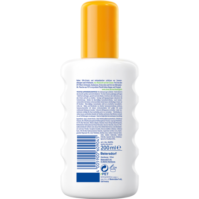 Nivea Sun Zonnespray Onmiddellijke Bescherming Sensitief SPF 50+ 200 ml
