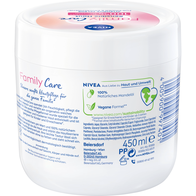 Nivea Verzorgingscrème Family Care 450 ml