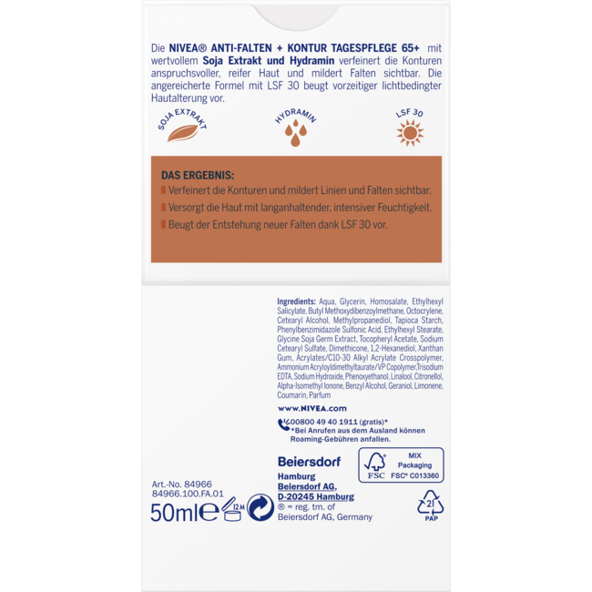 Nivea Dagcrème Anti-Rimpel & Contour 65+ SPF 30 50 ml