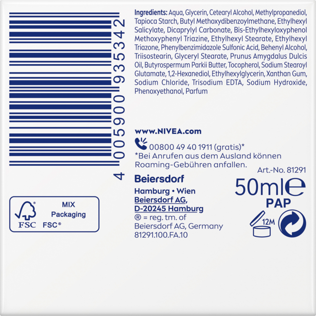 Nivea Voedende Gezichtscrème Droge Huid SPF 30 50 ml