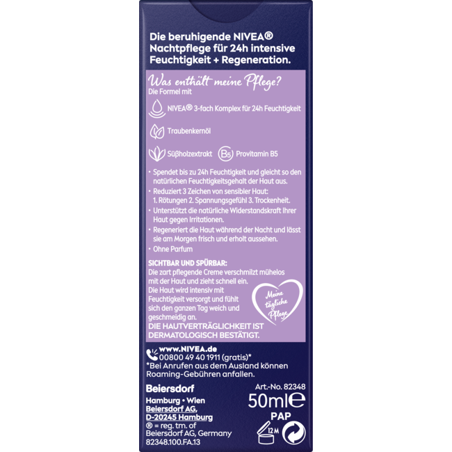 Nivea Kalmerende Nachtcrème Gevoelige Huid 50 ml