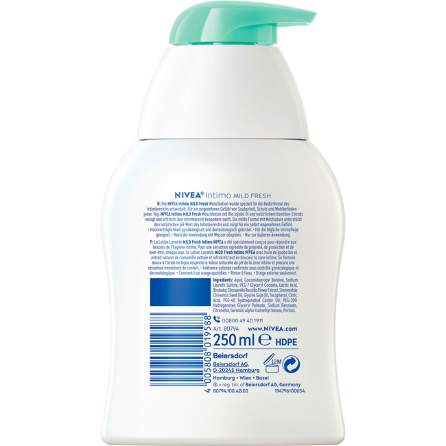 Nivea Intieme Verzorging Waslotion Intimo Mild Fresh 250 ml