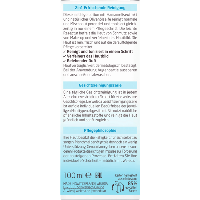 Weleda Reinigingsmelk 2in1 Verfrissend 100 ml