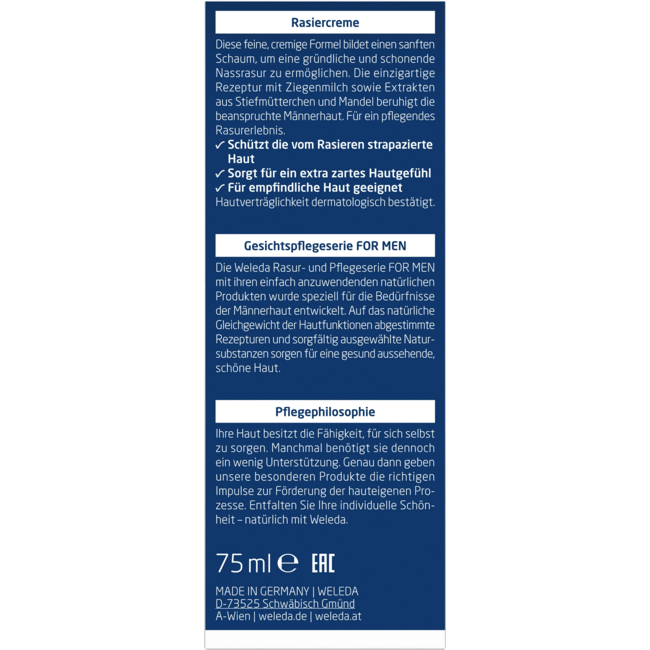 Weleda For Men Scheercrème 75ml