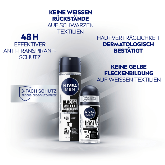 Nivea Men Antitranspirant Deospray Black & White Invisible 150ml