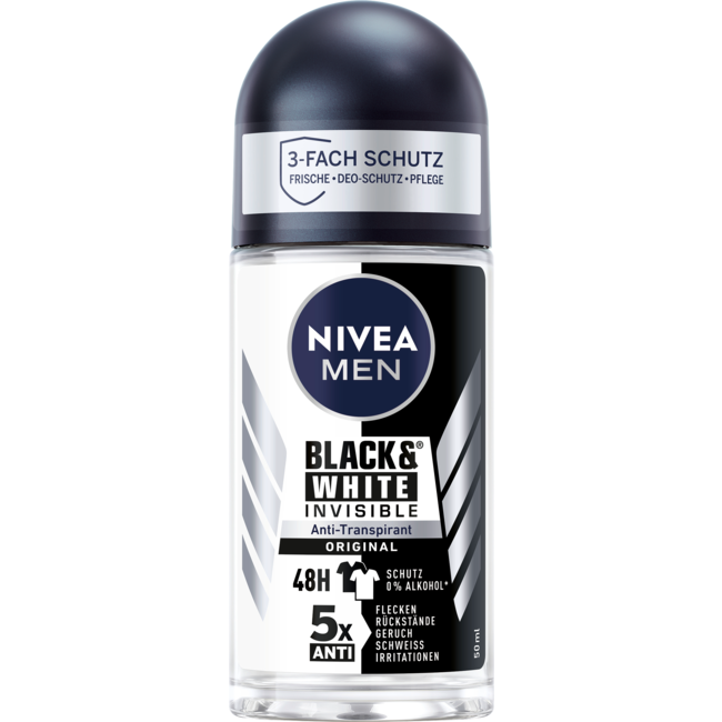 Nivea Men Antitranspirant Deo Roll-on Black & White Invisible 50ml