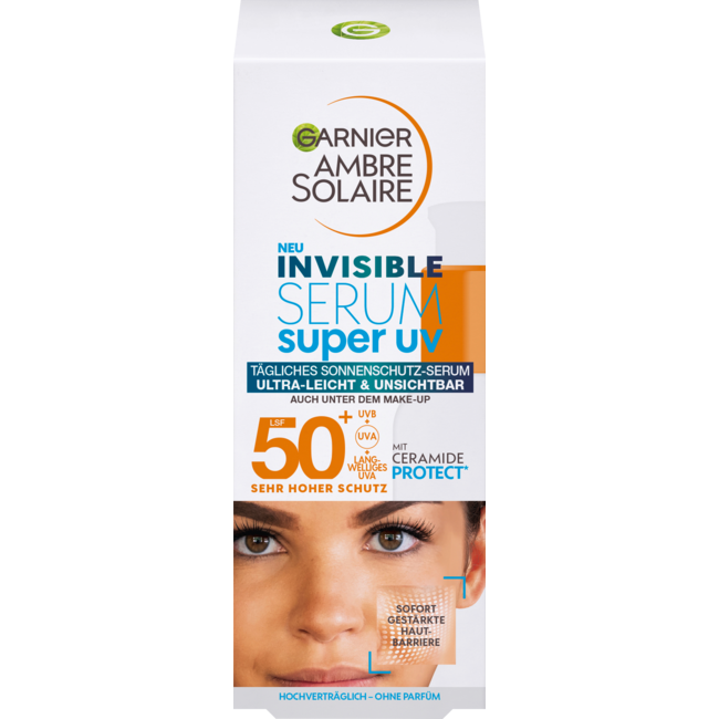 Garnier Ambre Solaire Zonnevloeistof Gezicht Onzichtbaar Serum Super UV, SPF 50+ 30 ml