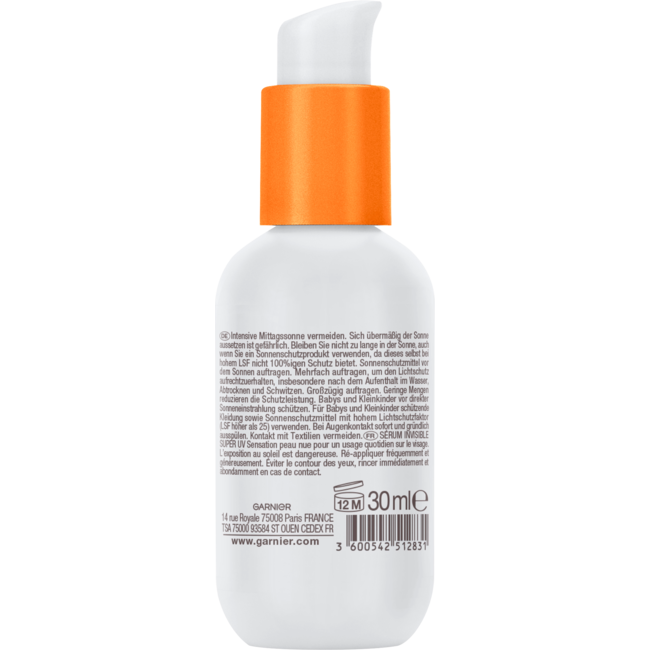Garnier Ambre Solaire Zonnevloeistof Gezicht Onzichtbaar Serum Super UV, SPF 50+ 30 ml