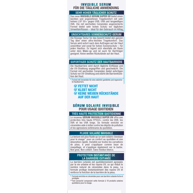 Garnier Ambre Solaire Zonnevloeistof Gezicht Onzichtbaar Serum Super UV, SPF 50+ 30 ml